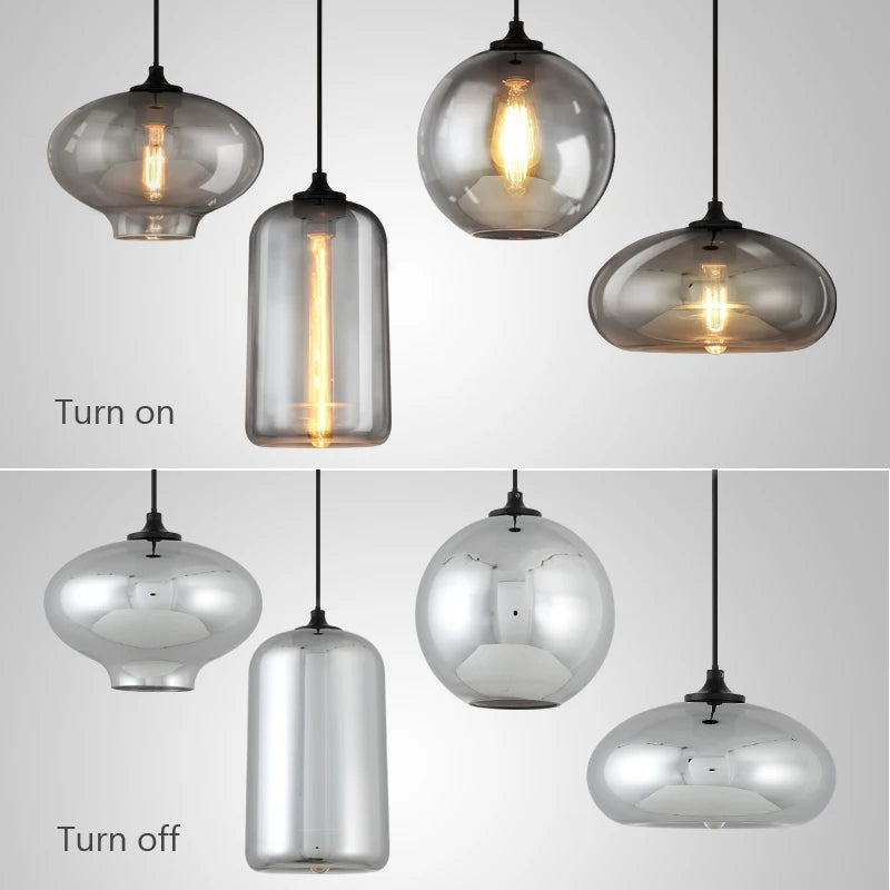 Suspension nordique en verre pour cuisine ou restaurant