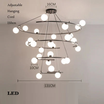 lustre créatif en fer et verre tendance pour décoration intérieure - vue 8 sur 16