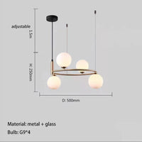 Nordique créatif boule de verre lustre circulaire salon chambre lumière enfants étude magasin de vêtements Restaurant haricot magique