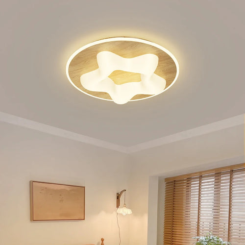 Modern minimalist wood grain Nordic ceiling light - vue 4 sur 14