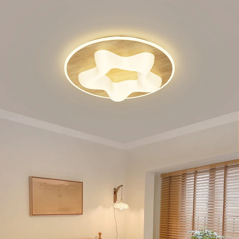 Modern minimalist wood grain Nordic ceiling light - vue 4 sur 14