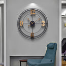 Iron Silent Wall Clock for Living Room, Simple Decoration, Metal Clock
