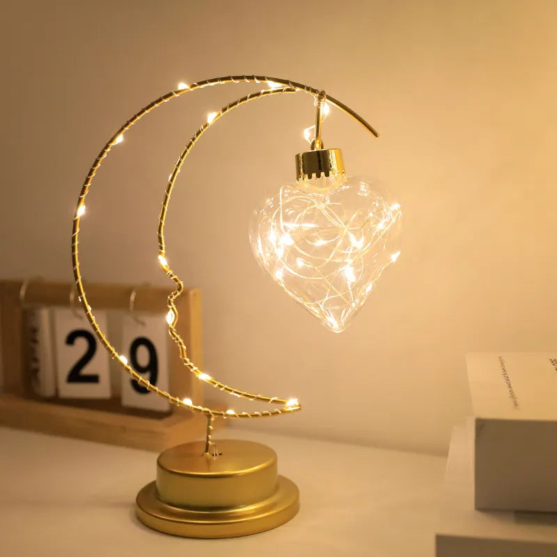 Lampe LED fer lune étoiles enfants - vue 3 sur 9