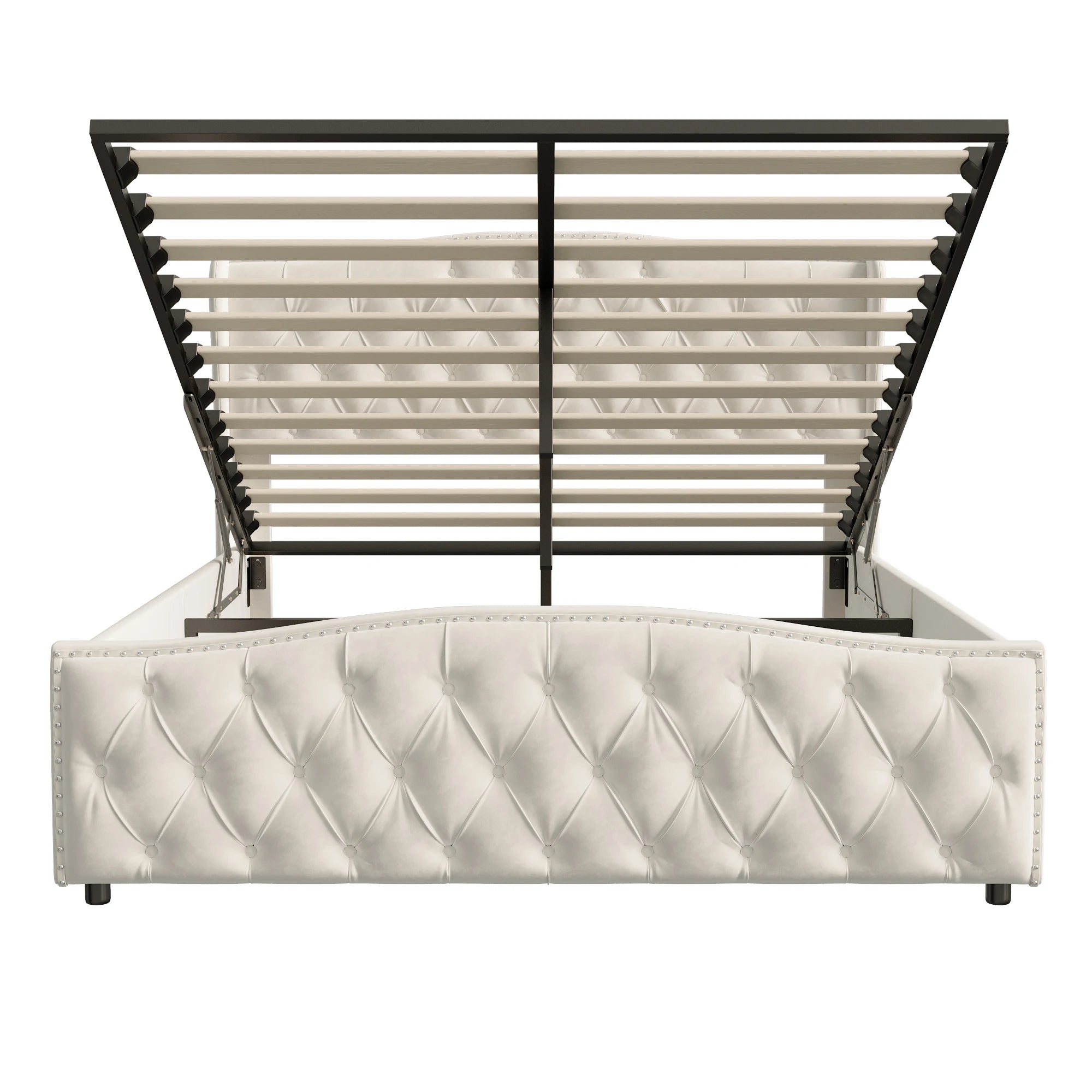 160 x 200 cm Modern Double Bed, Bed with Storage Space and Backrest, with Slatted Frame, Load-Bearing 250 kg, without Mattress - vue 3 sur 8