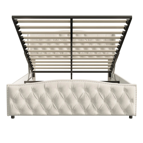 160 x 200 cm Modern Double Bed, Bed with Storage Space and Backrest, with Slatted Frame, Load-Bearing 250 kg, without Mattress - vue 4 sur 8