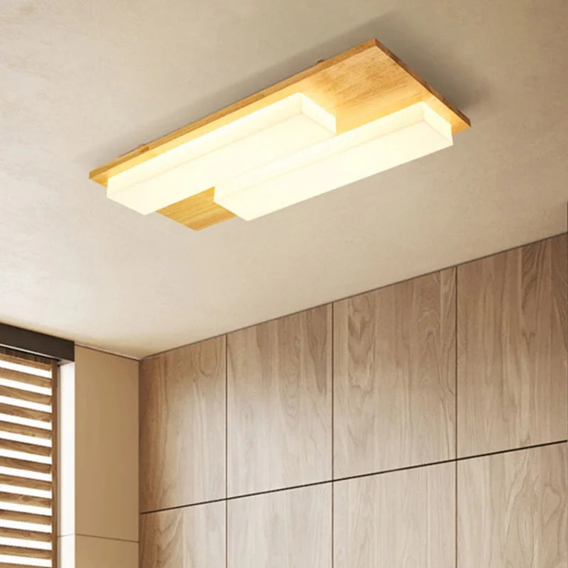 plafonnier led moderne en bois véritable 4/6/9 têtes luminaire intérieur