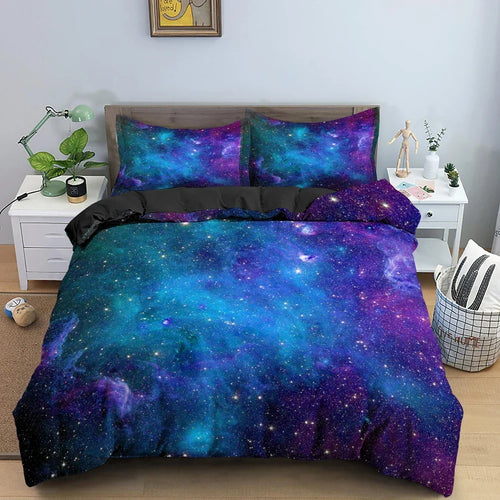 housse de couette galaxy space univers psychédélique taille queen