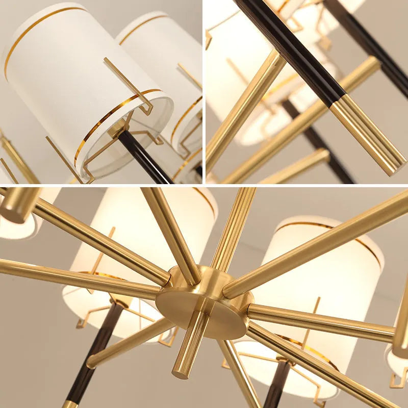 Lustre design luxe Cuivre avec abat-jour style américain
