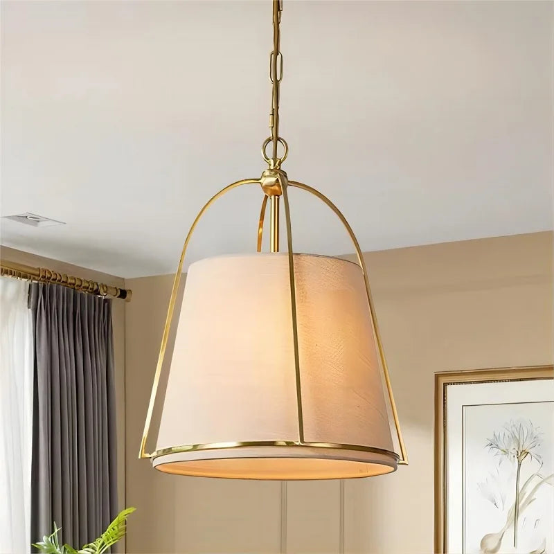 Lustre Américain Simple en tissu et métal style minimaliste