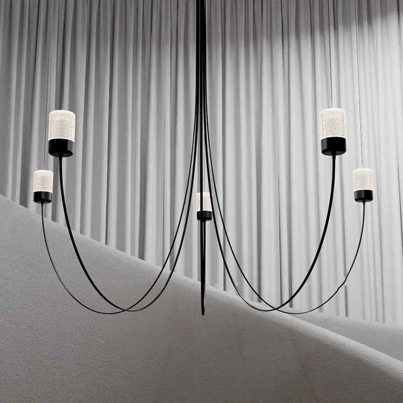 lustre minimaliste design éclairage led abat-jour en verre cristal - vue 5 sur 7