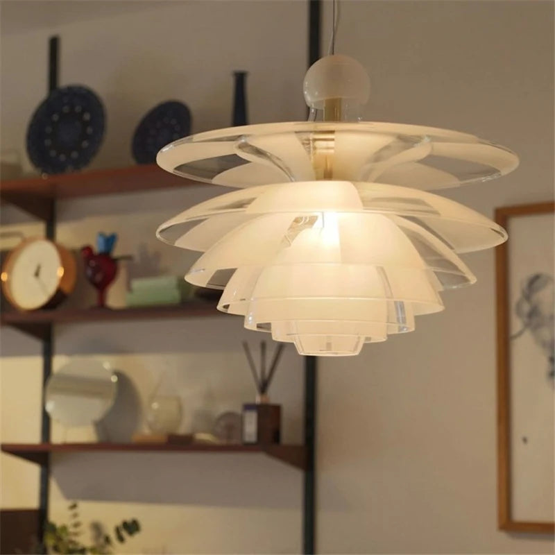 lustre en acrylique/verre moderne led en forme de pomme de pin - vue 6 sur 8