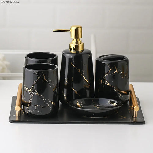 ensemble décoratif en céramique pour salle de bain avec accessoires - vue 3 sur 24