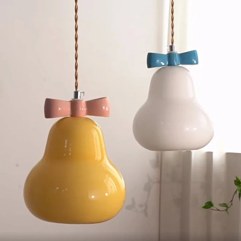 suspension en verre avec nœud rose pour chambre enfant - vue 5 sur 13