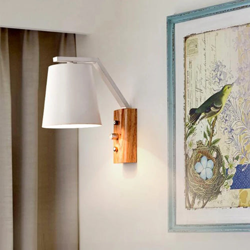 Applique Murale en bois LED avec abat-jour en métal - vue 2 sur 8