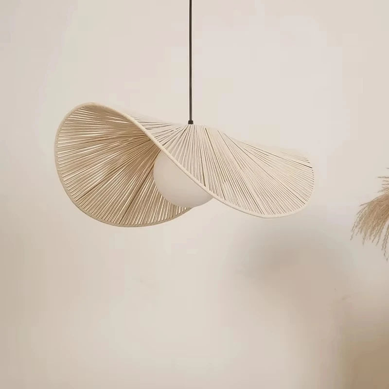 suspension japonaise en rotin style wabi sabi pour décoration moderne