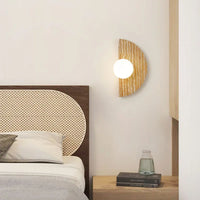 applique murale artistique en pierre naturelle avec verre blanc demi-cercle