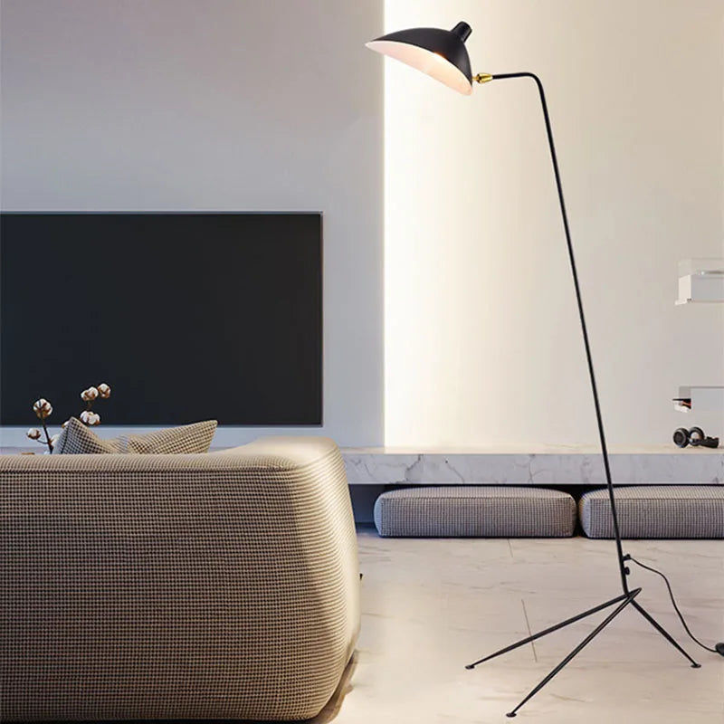 lampadaire minimaliste blakc en métal avec abat-jour rotatif