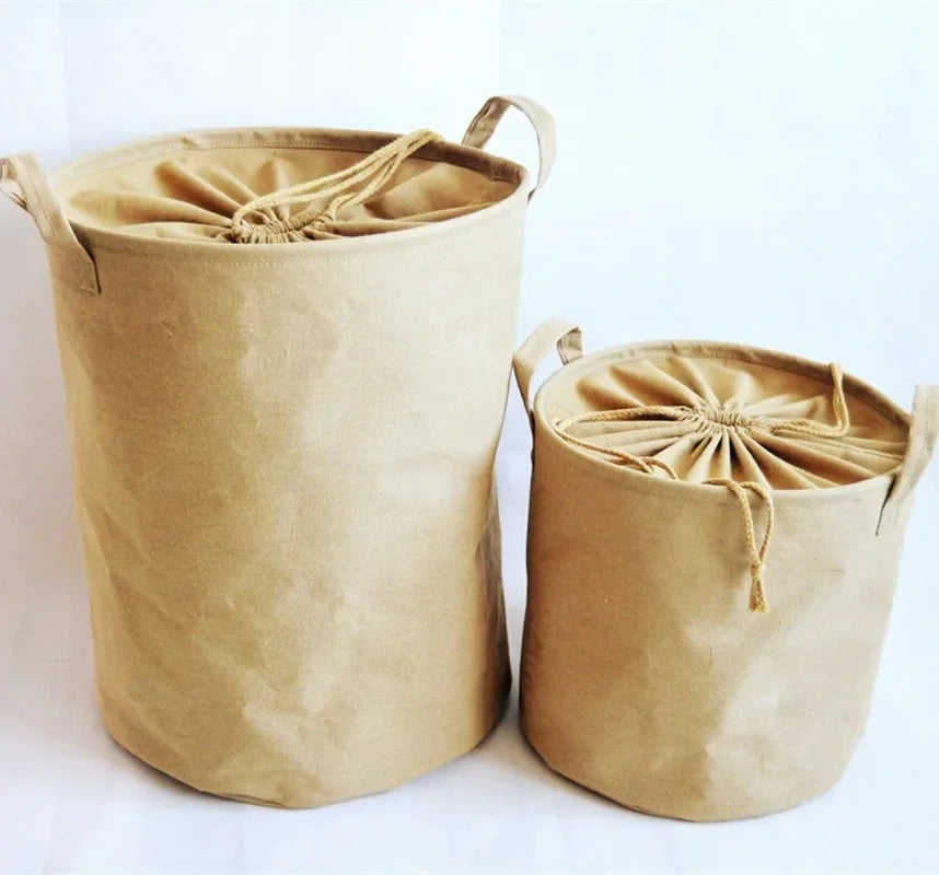 panier à linge pliable en coton et lin pour rangement - vue 4 sur 8