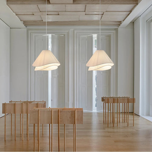 Minimalist fabric LED pendant lamp nordic art design - vue 5 sur 10