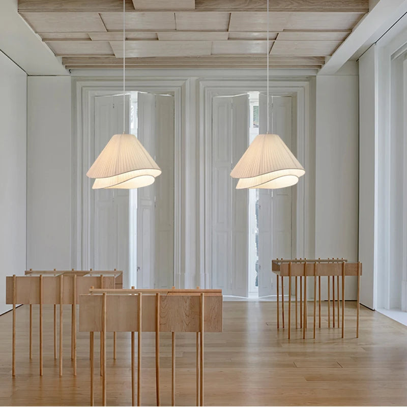 Minimalist fabric LED pendant lamp nordic art design - vue 4 sur 10