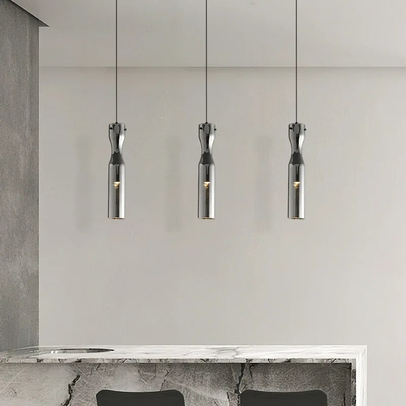suspension LED moderne en verre avec cordon réglable - vue 4 sur 7