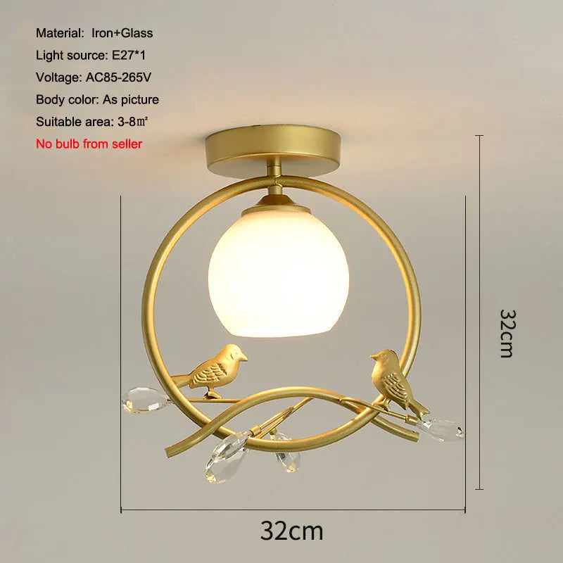 plafonnier nordique en fer style 	 avec décoration oiseau - vue 12 sur 16