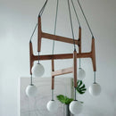 Italian Porada ASTRA wooden pendant light retro multi-head minimalist restaurant living room LED chandelier indoor lamp