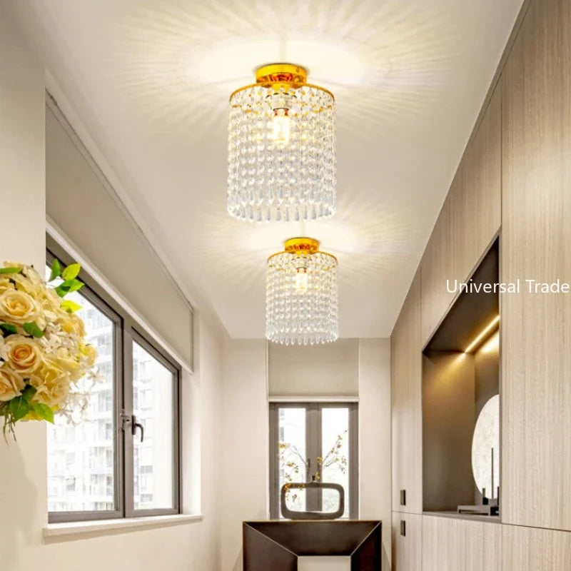 plafonnier led en cristal k9 avec structure en acier inoxydable - vue 4 sur 4