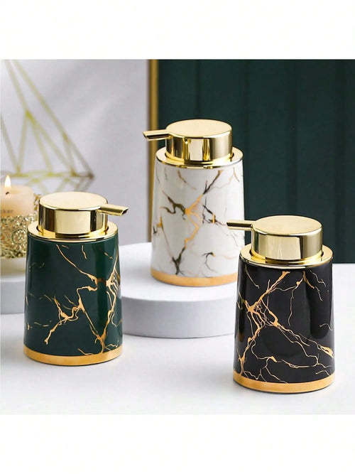 400ml Light Luxury Ceramic Marble Texture Refillable Press Mousse Foaming Soap Dispenser For Bottling, Filling Facial Cleanser - vue 4 sur 9