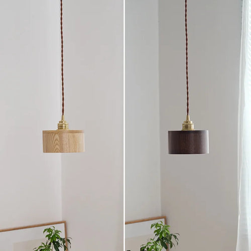 suspension en bois moderne nordique avec luminaire en laiton