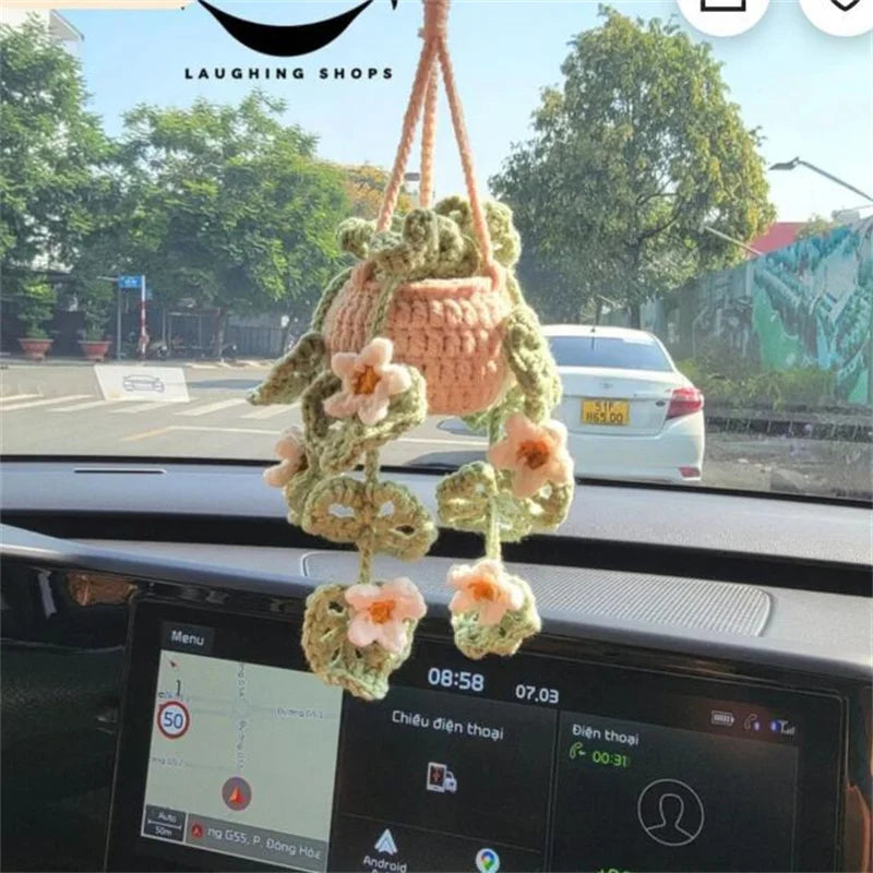 crochet suspendu créatif pour décoration de voiture plante en pot - vue 22 sur 34