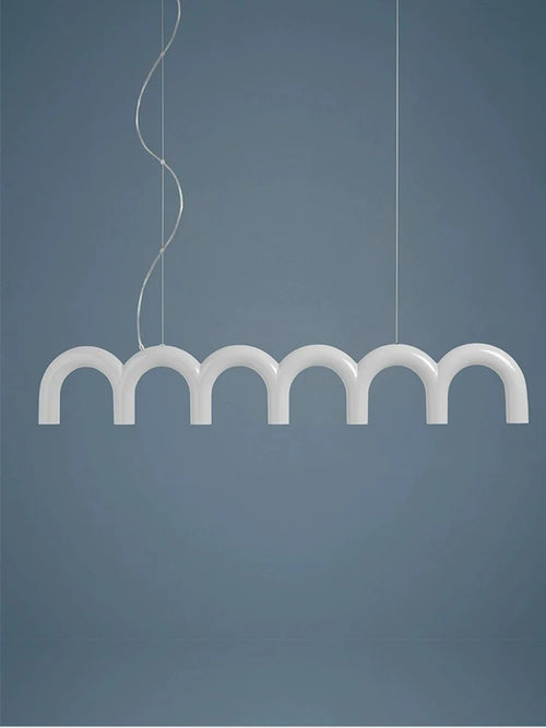 Memphis U-shaped Nordic modern chandelier for living room, cafe or bar, cream minimalist style - vue 10 sur 14