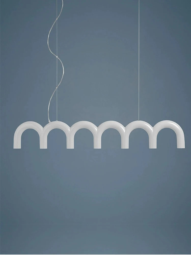 Memphis U-shaped Nordic modern chandelier for living room, cafe or bar, cream minimalist style - vue 10 sur 14