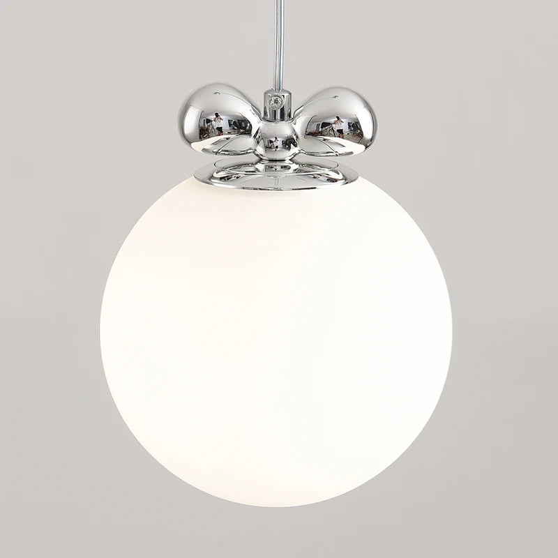 suspension en verre laiteux avec nœud papillon bauhaus led - vue 8 sur 7