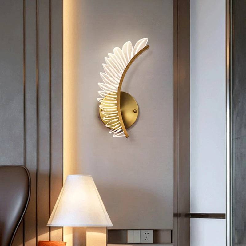 applique murale led design moderne ailée pour hôtel villa - vue 4 sur 9