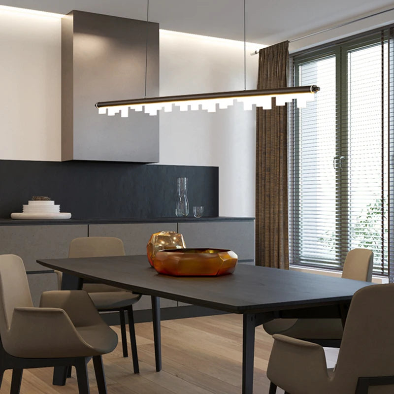 Modern minimalist gold and black chandelier for pendant lighting - vue 5 sur 12