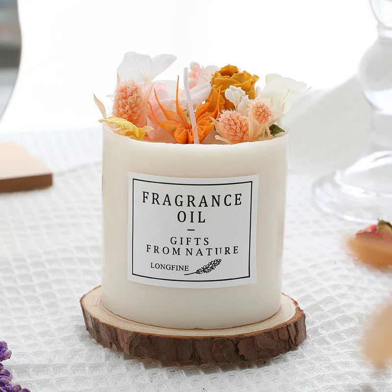 bougie parfumée fleurs séchées en cire de soja décorative et romantique - vue 7 sur 16