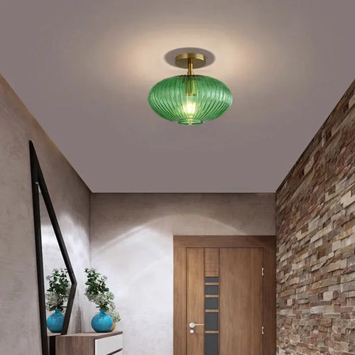 Nordic glass LED ceiling light minimalist bathroom balcony bedroom entrance indoor lighting - vue 3 sur 18