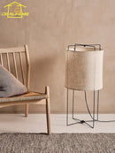 Minimalist Japanese wabi-sabi fabric floor lamp for indoor use