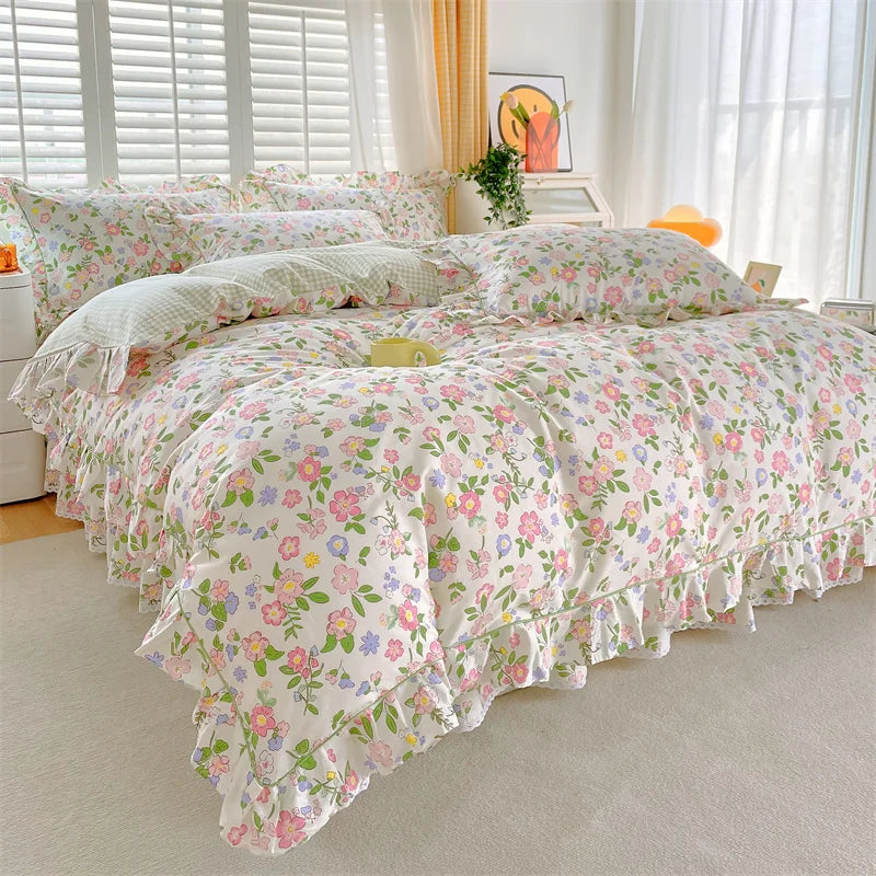 housse de couette florale en pur coton pour fille