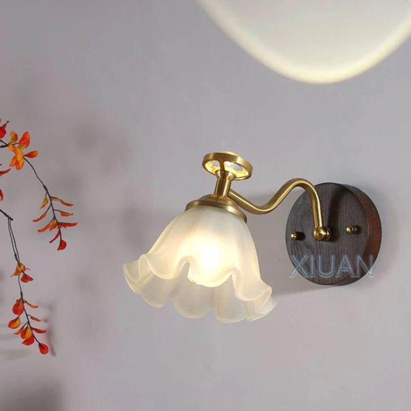 applique murale en verre design fleur wabi-sabi en bois massif - vue 2 sur 21