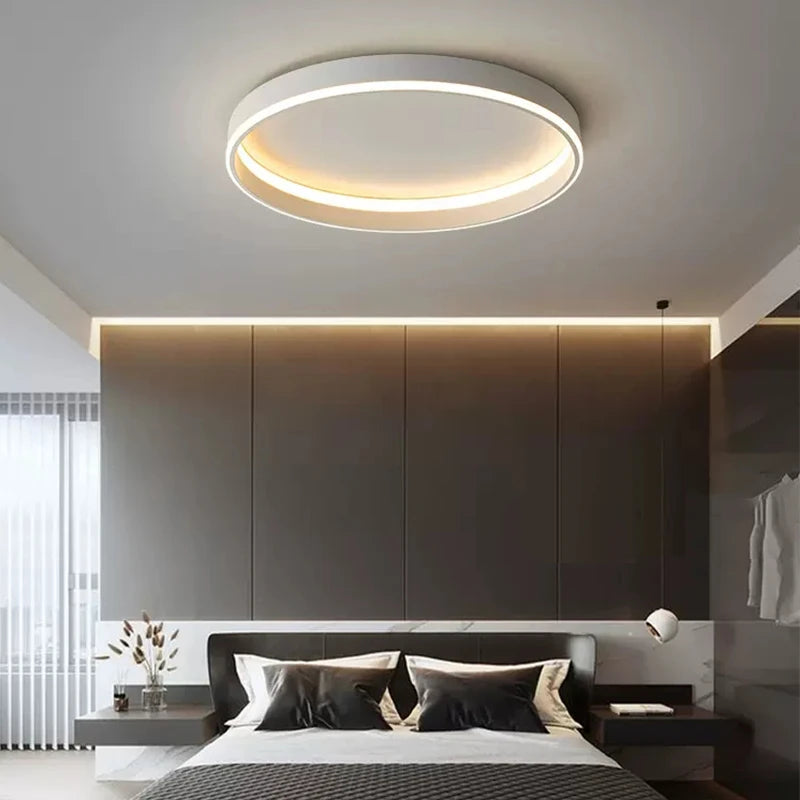 Simple round modern LED ceiling light for bedroom and living room - vue 3 sur 12