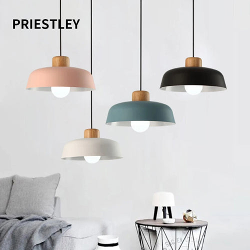 Lustres Macaron nordiques lampe de chevet en bois créative pour chambre étude café Bar Restaurant temps modernes décor lampe suspendue - vue 4 sur 12