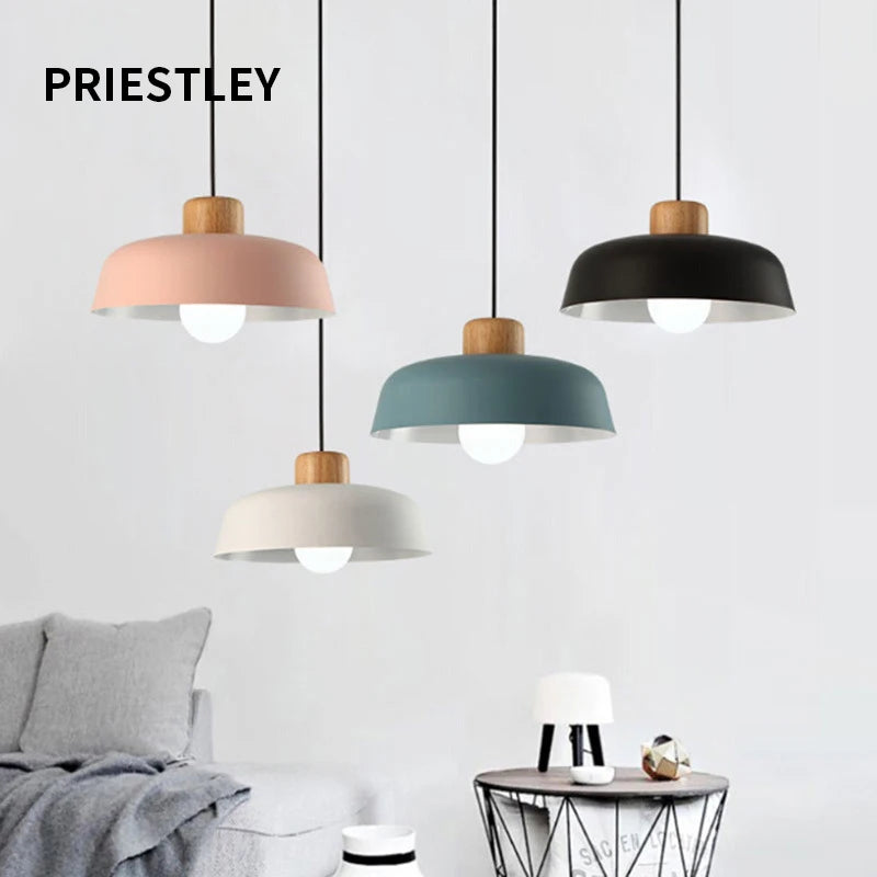 Lustres Macaron nordiques lampe de chevet en bois créative pour chambre étude café Bar Restaurant temps modernes décor lampe suspendue