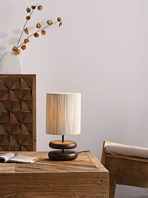 lampe de table japonaise bois massif rétro - vue 5 sur 8