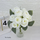 bouquet de 10 roses artificielles en soie décoratives pour événements