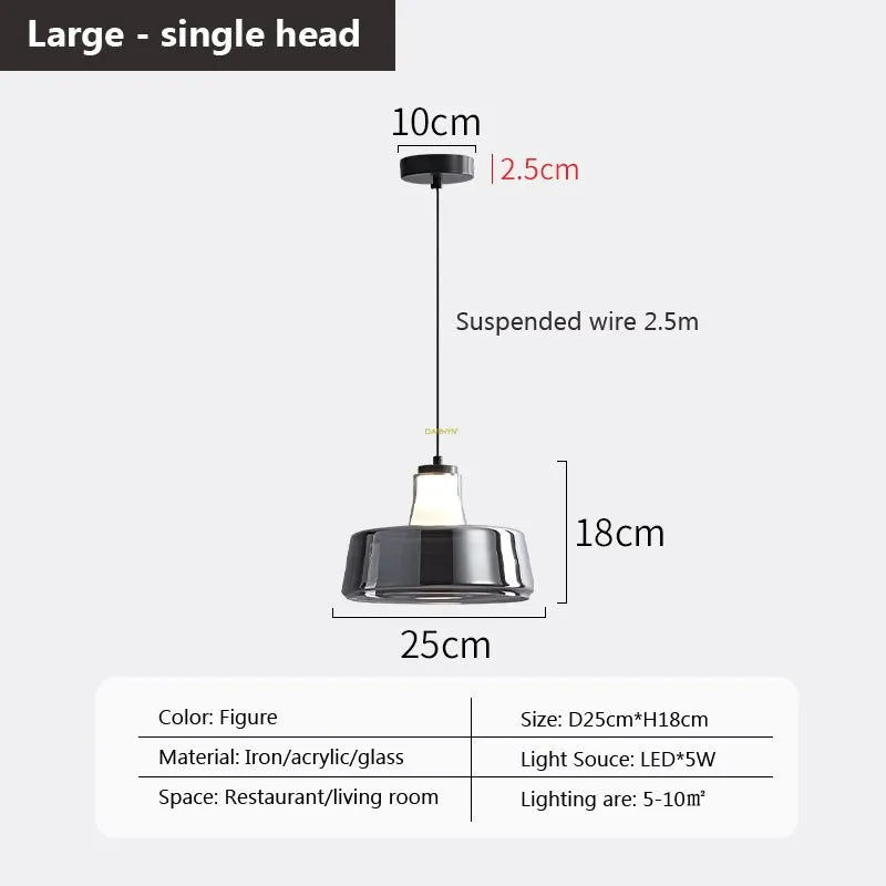 suspension en verre à plusieurs têtes pour intérieur moderne - vue 8 sur 23