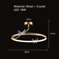 applique murale led en cristal motif papillon montage en surface