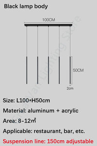 lustre led moderne long tube combinaison pour décoration intérieure
