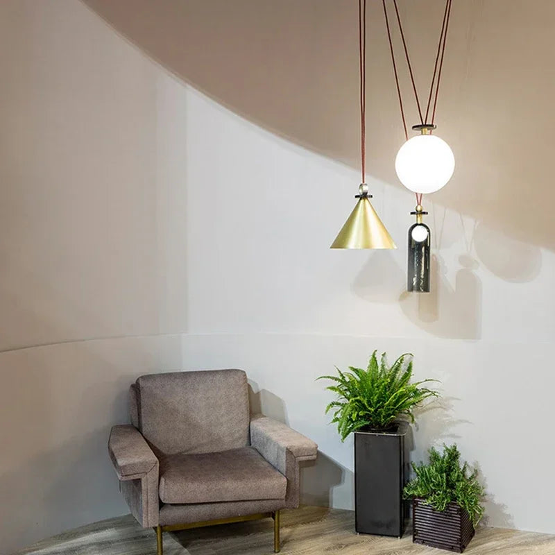 suspension en métal réglable design pour éclairage intérieur décoratif - vue 5 sur 25